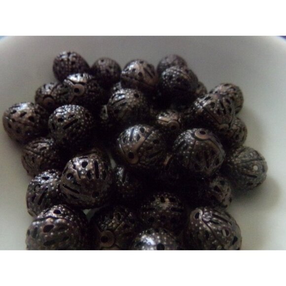 Red Copper Plated Filigree Spacer Beads 12mm - Picture 1 of 2